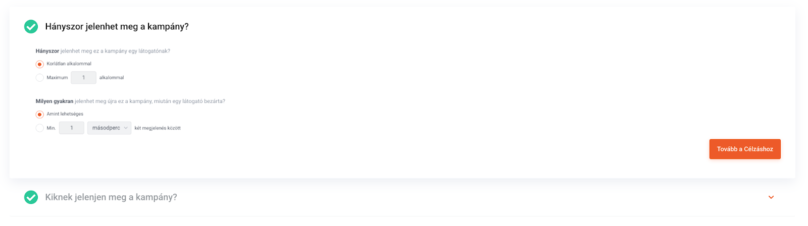 A/B teszt megjelenési szabályok beállítása!