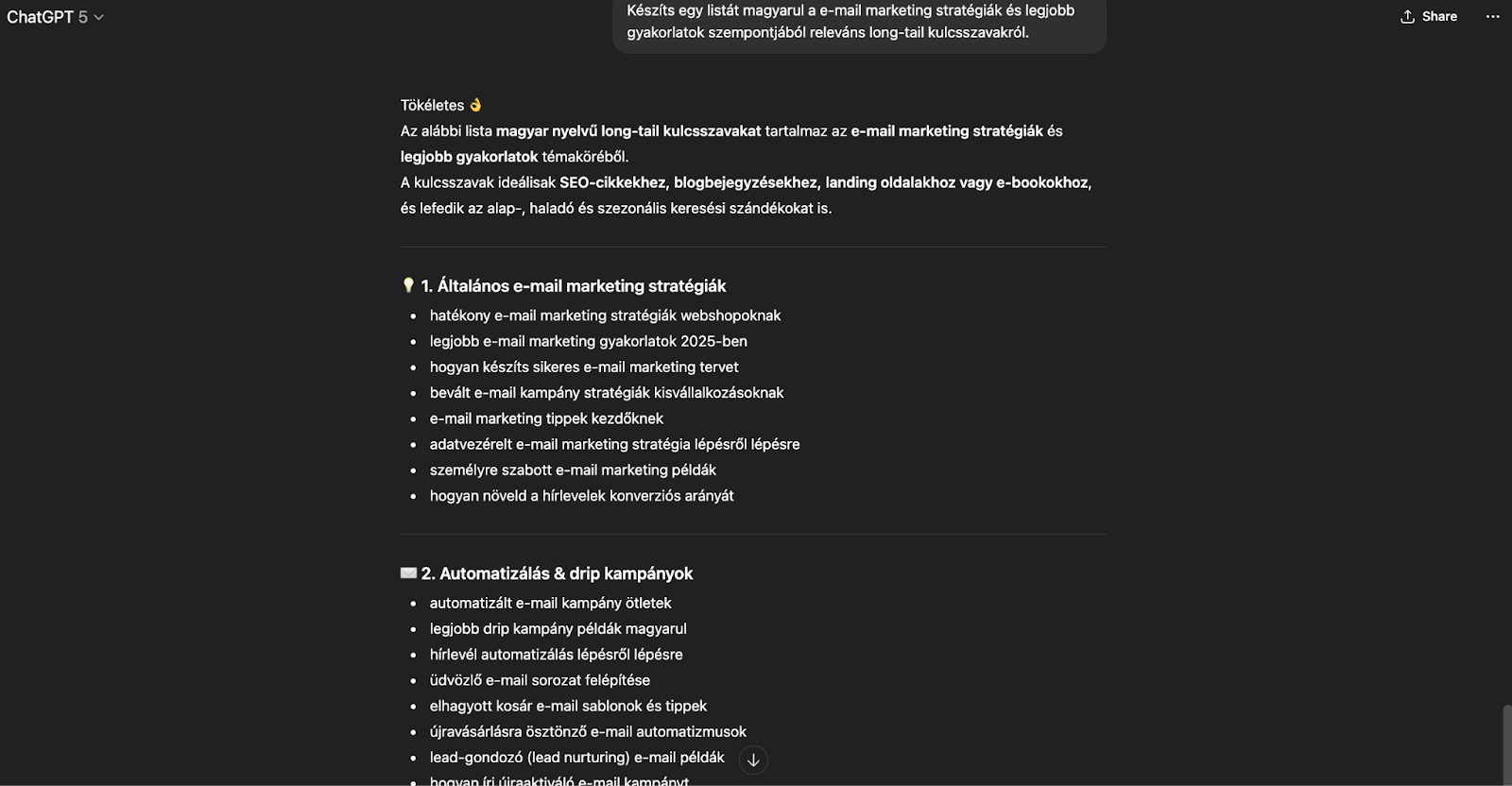Long-tail kulcsszavak kérése