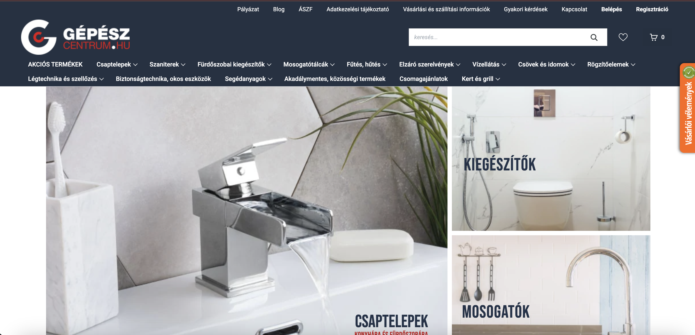 GépészCentrum weboldala