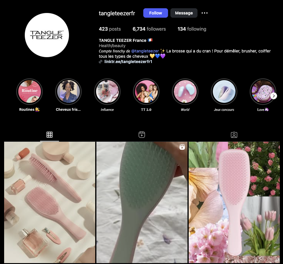 Tangle Teezer instagramja