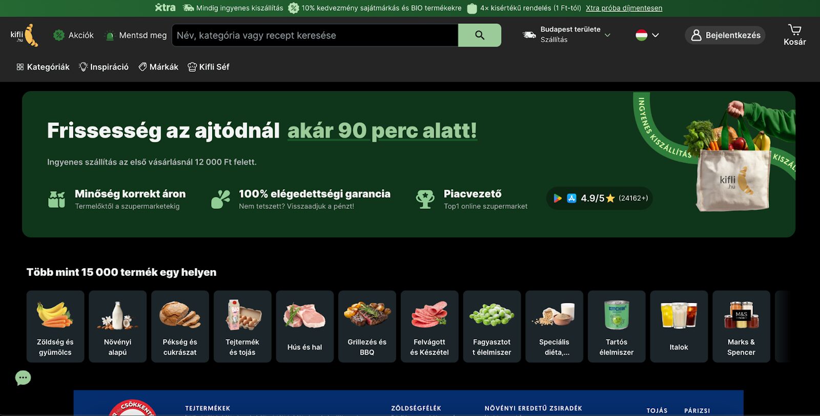 Kifli.hu weboldala