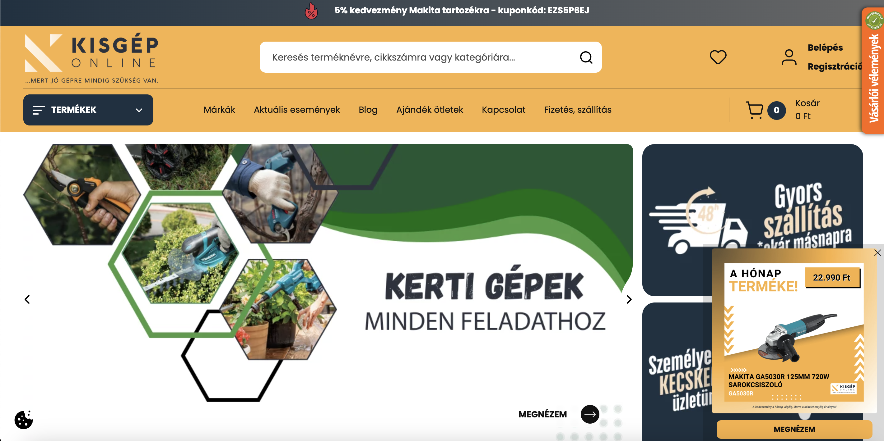 Kisgép weboldala