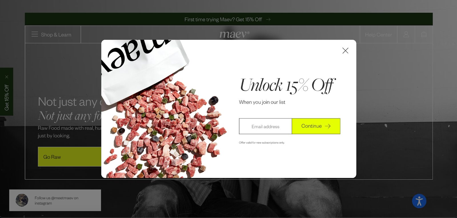 Maev többlépcsős popupja