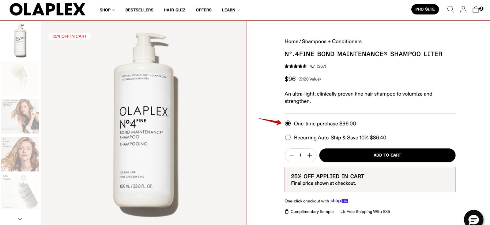 Az Olaplex biztosít egy feliratkozási rendszert termékeire.
