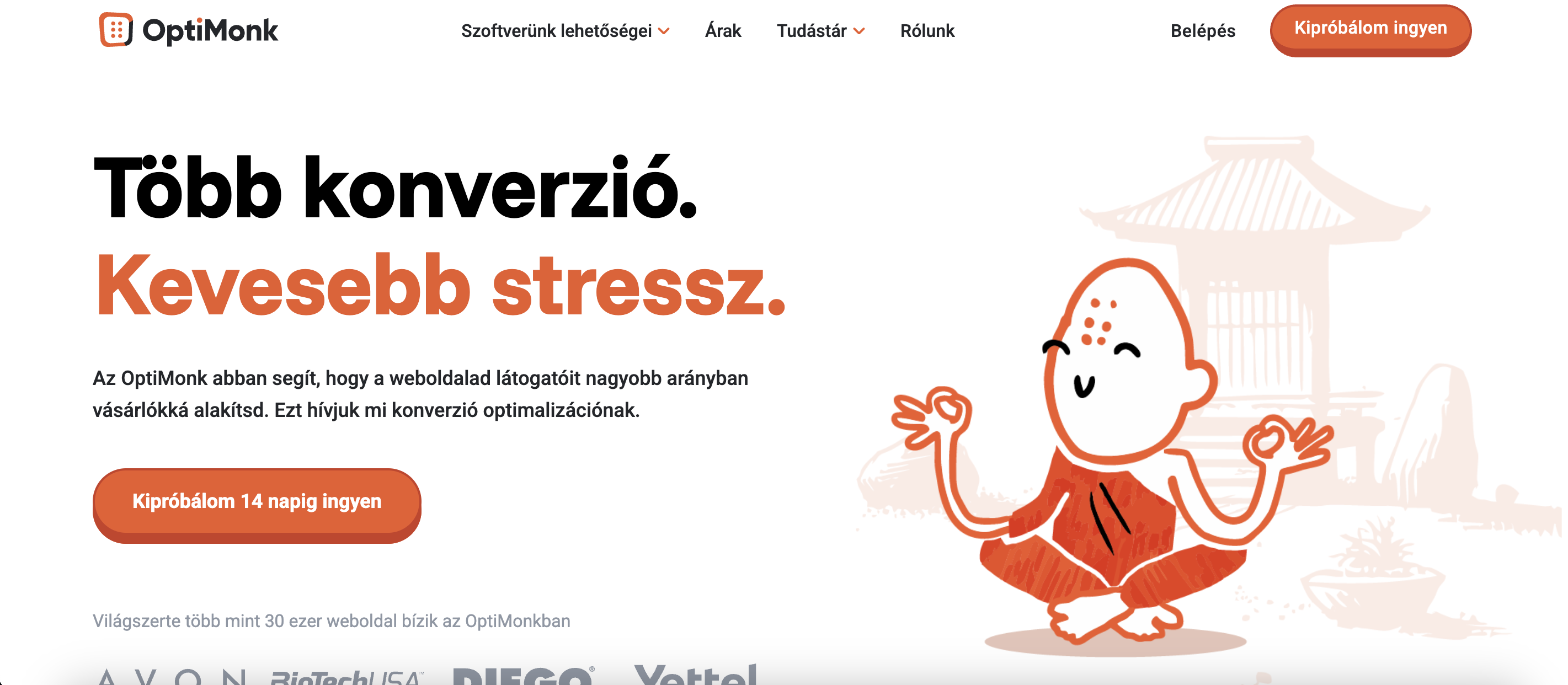 OptiMonk weboldala