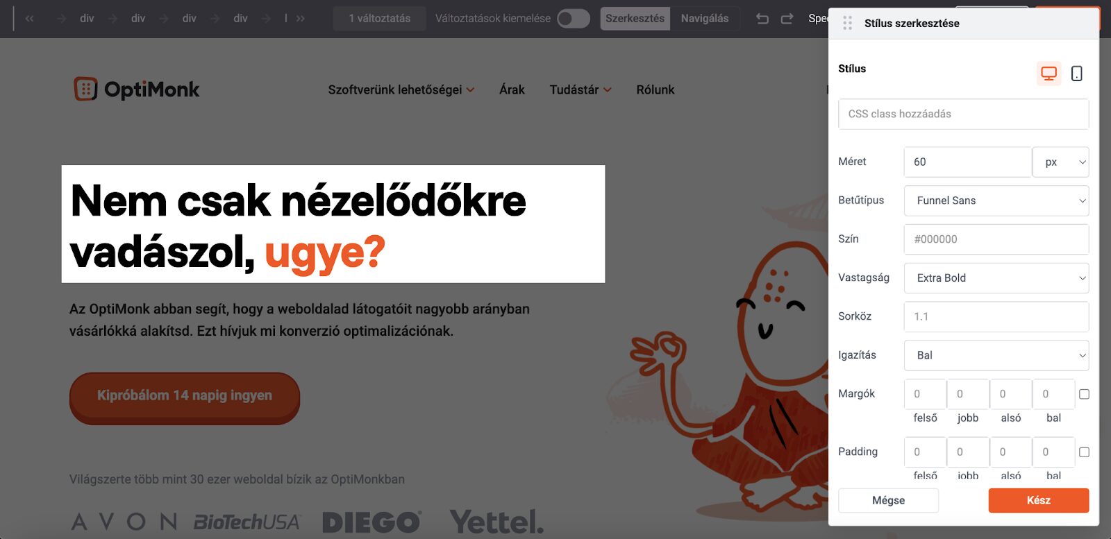 OptiMonk A/B teszt beállítása