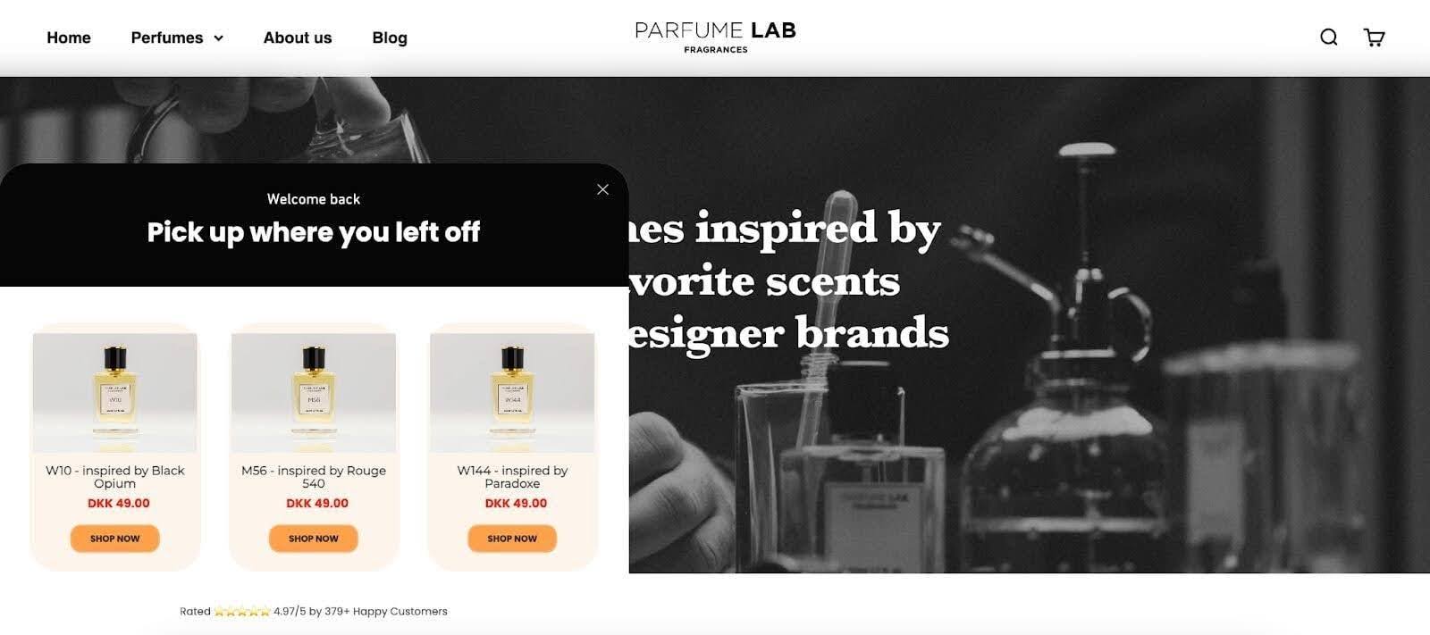Parfume Lab oldal példája