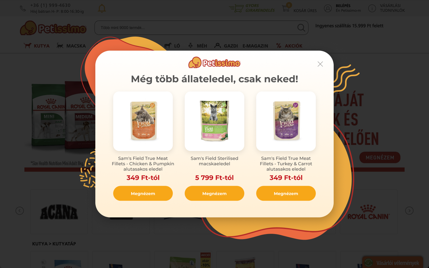Termékajánló popup
