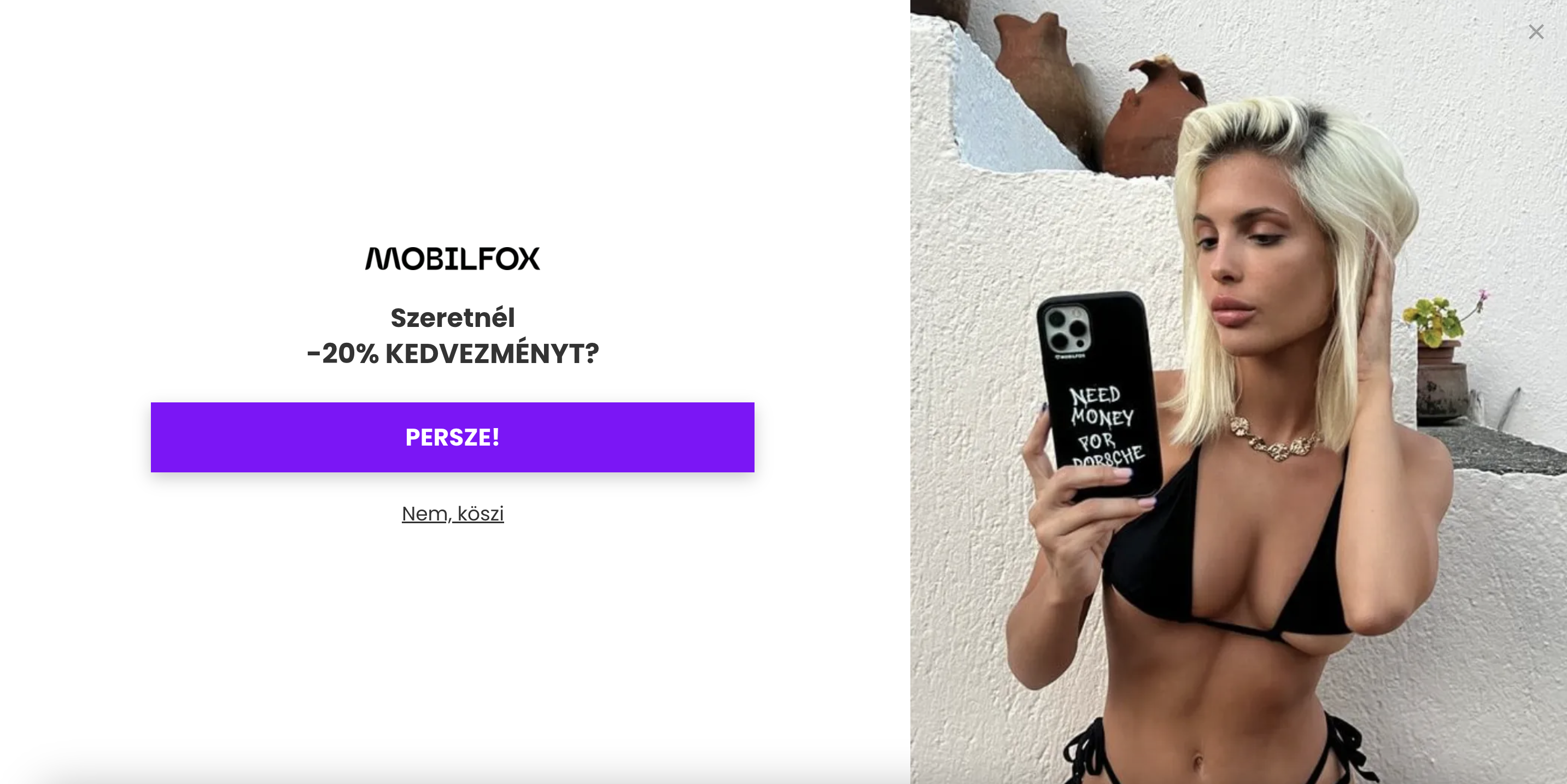 Mobilfox többlépcsős popupot alkalmaz