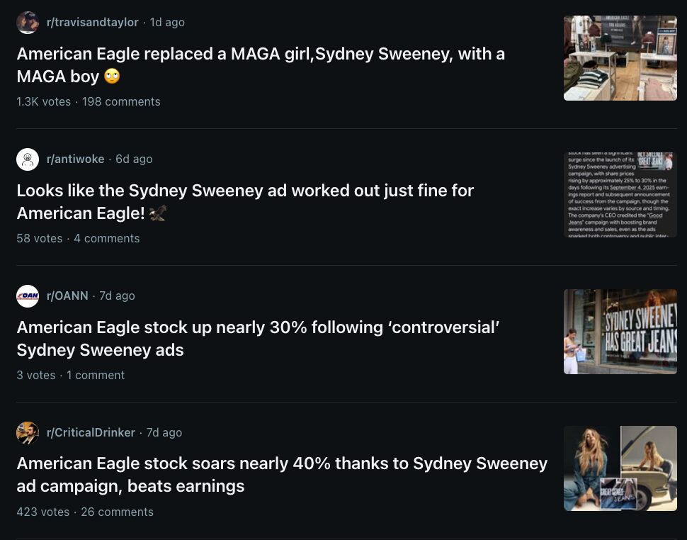 American Eagle kritika a Redditen