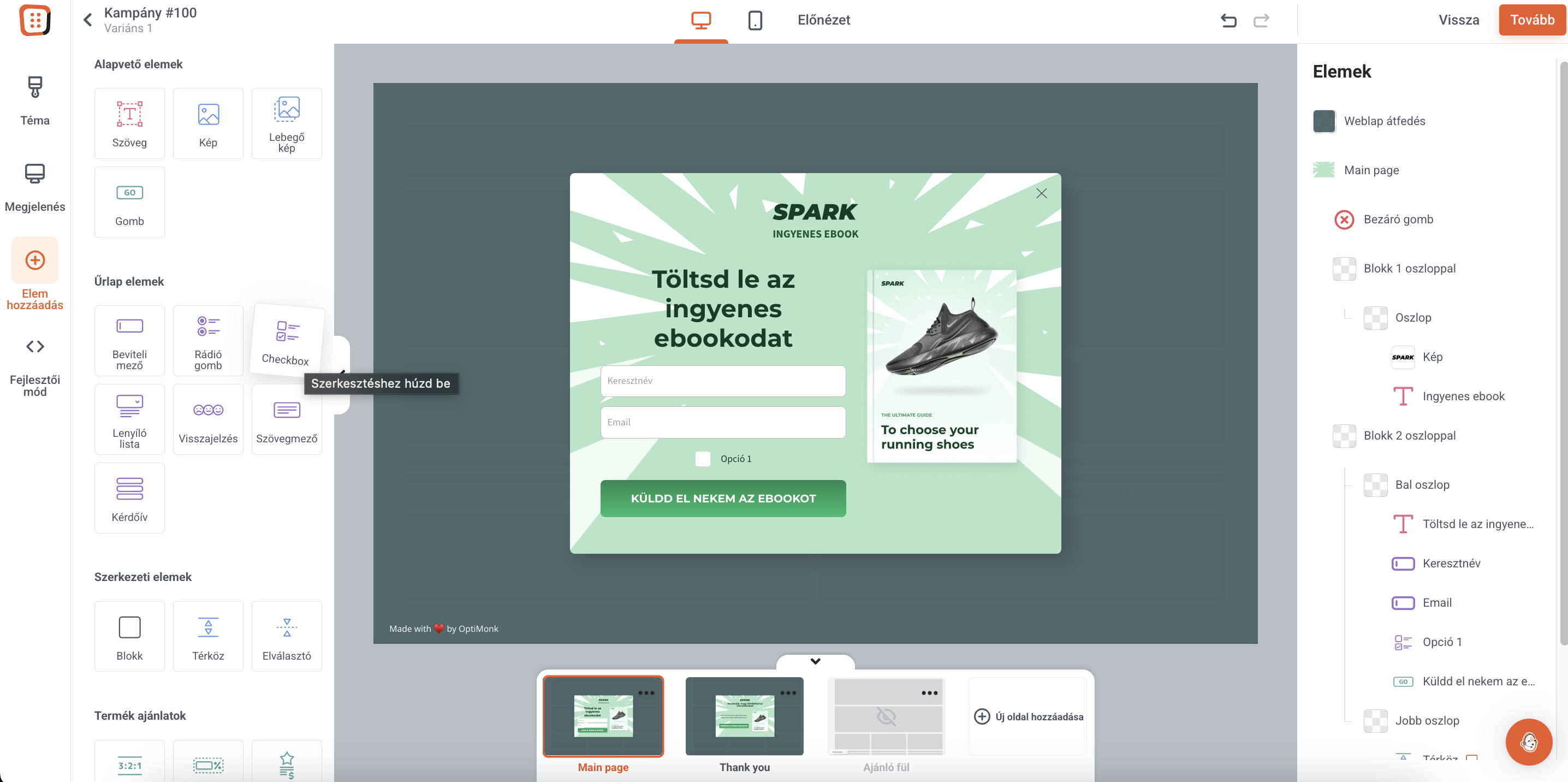 OptiMonk popup GDPR megfelelősség beállítása második lépés