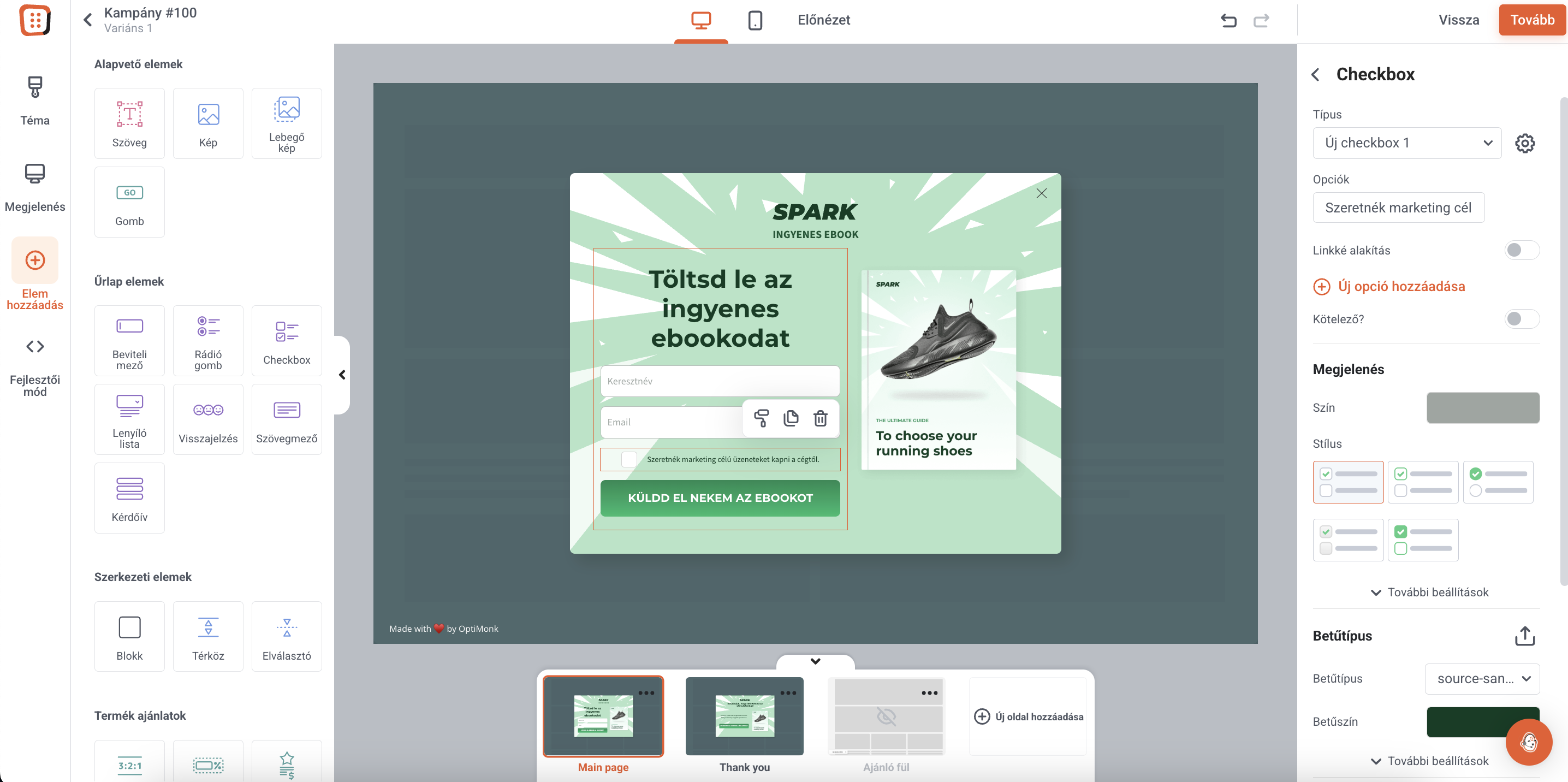 OptiMonk popup GDPR megfelelősség beállítása harmadik lépés
