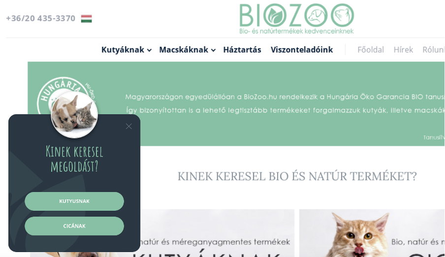 Eledel ajánló gyorsteszt „sidemessage” a főoldalon legalább 10 másodperce tartózkodó új látogatók számára.