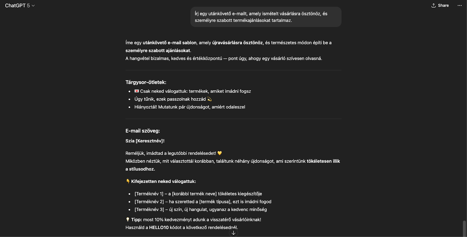 Utánkövető e-mail ötlet