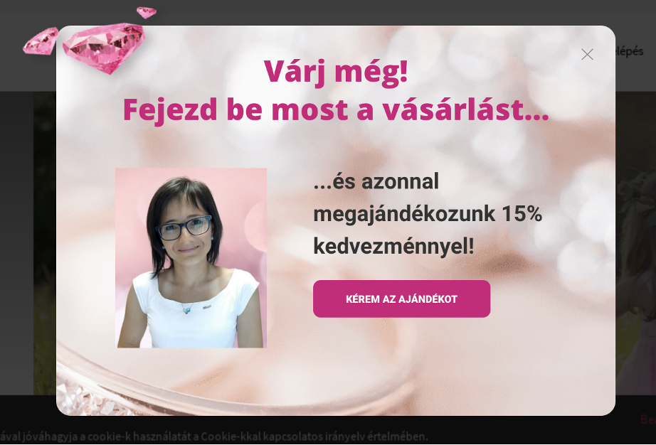 Kosárelhagyást megakadályozó kilépésre megjelenő popup.