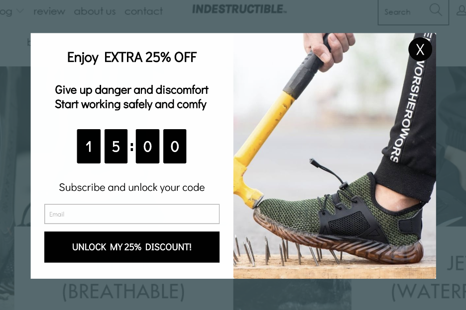 Indestructible Shoes remekül használja a kilépési szándékra megjelenő popupját