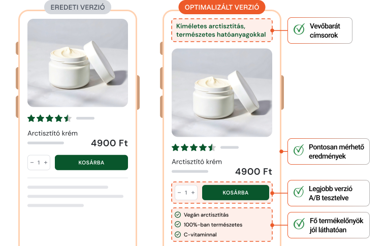 termékoldal optimalizáció