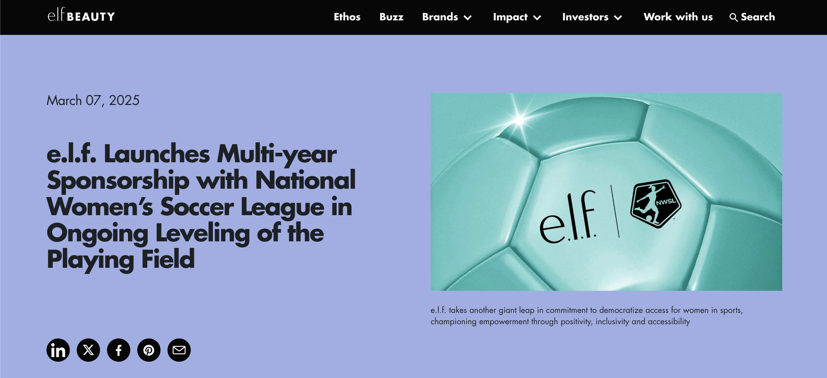 2025-ben az E.L.F. történelmet írt, amikor első szépségmárkaként szponzorálta a National Women’s Soccer League-et.