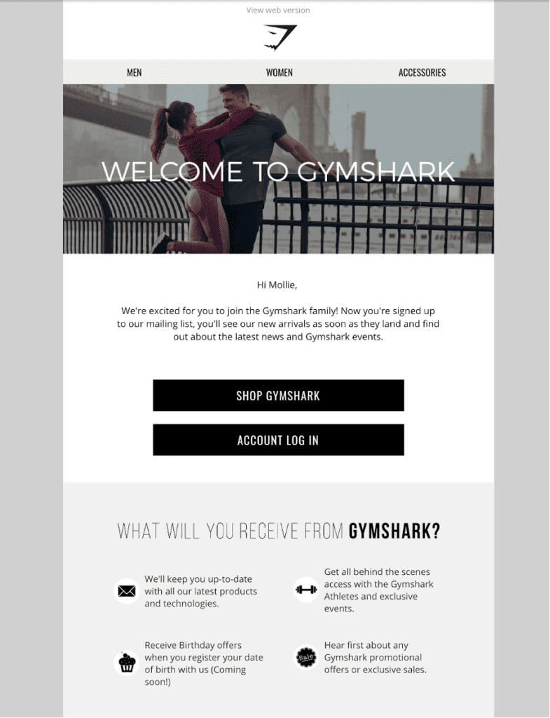 GymShark üdvözlő