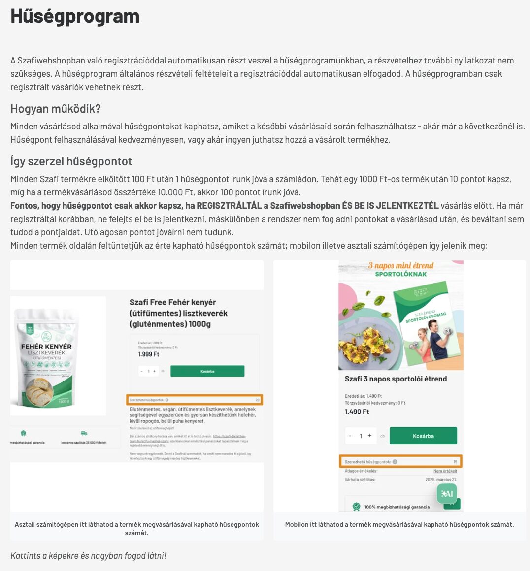 Szafi hűségprogramja