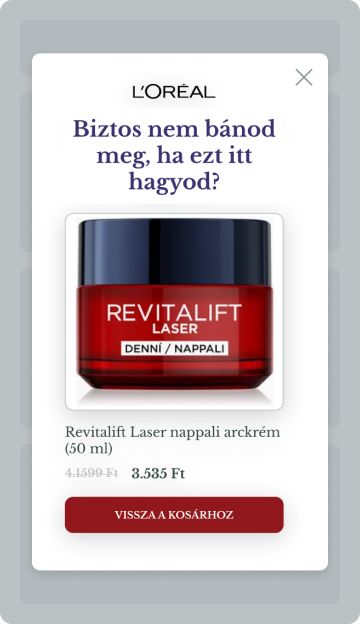 Kilépési emlékeztető popup