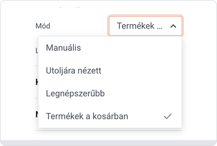 Kosárban lévő termékek kiválasztása