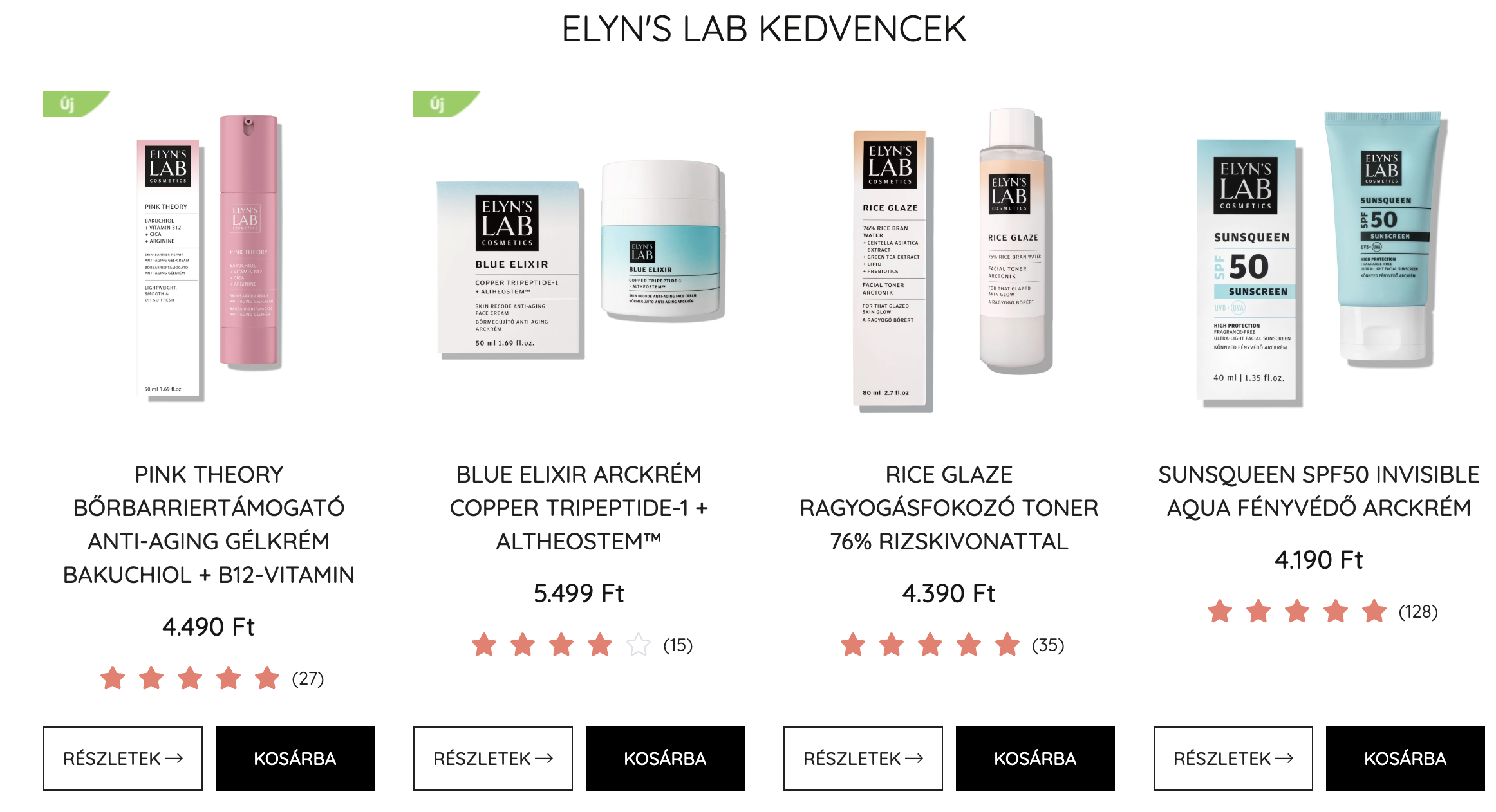 Termékek megjelenítése