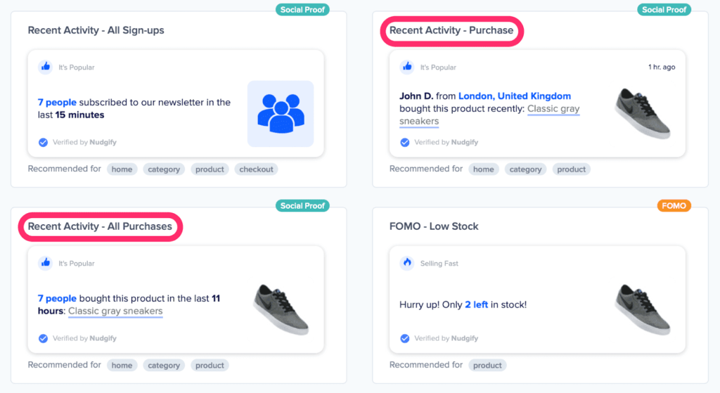 Valós idejű társadalmi bizonyíték példája