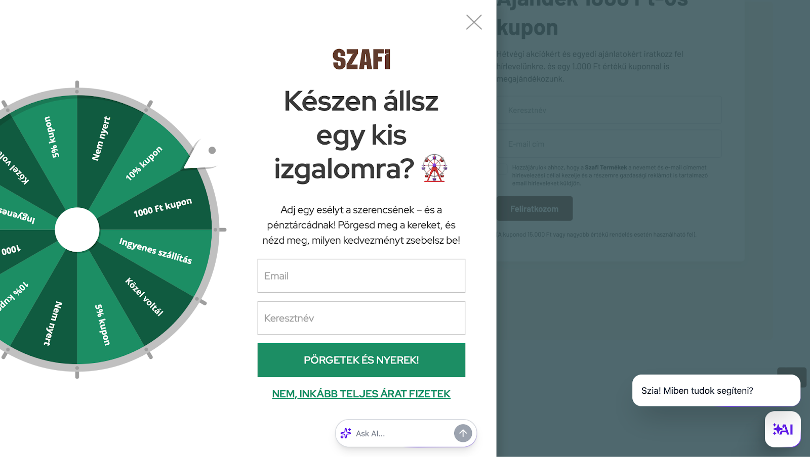 Szerencsekerék segítségével gyűjt e-mail feliratkozókat
