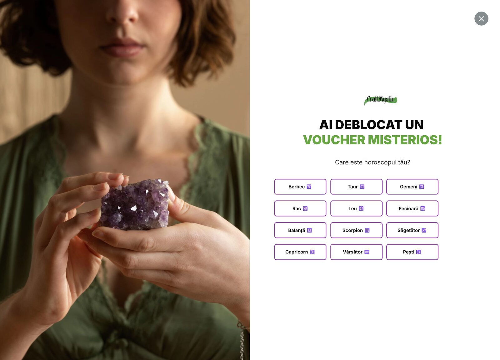 Többlépcsős popup első oldala.