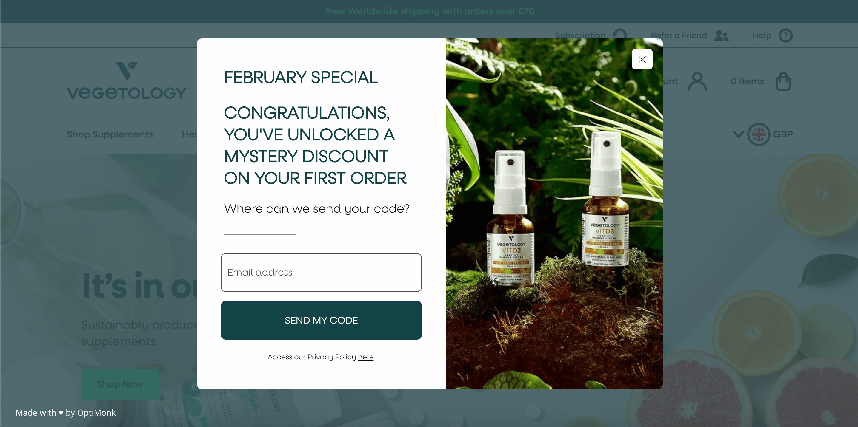 OptiMonk popup