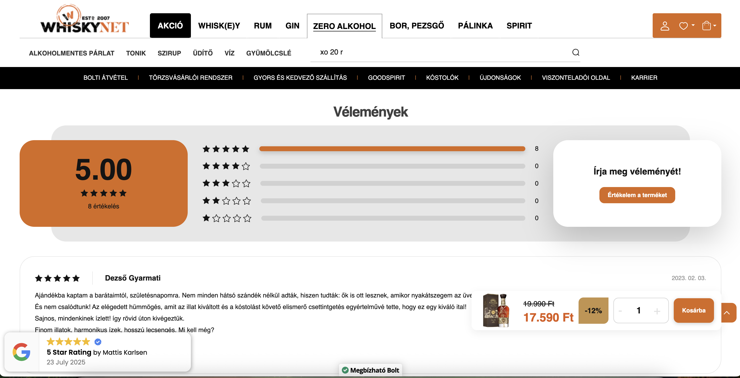 WhiskyNet vélemények