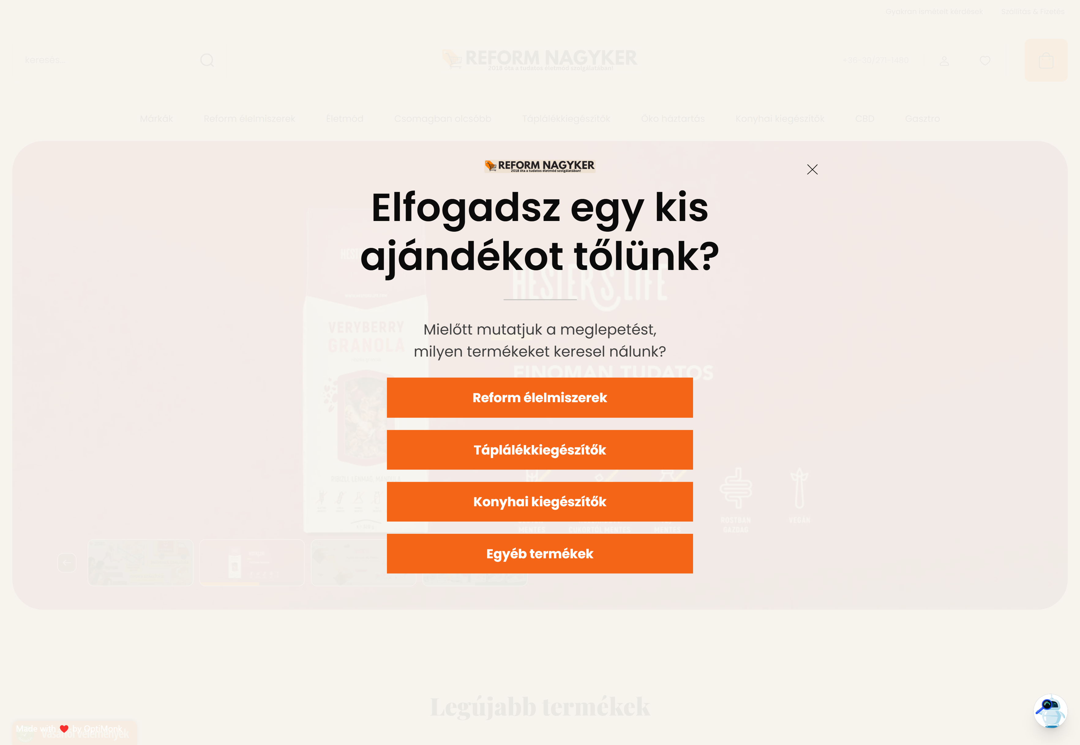 Reform Nagyker Popup példája lead generáláshoz